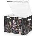 thumbnail image 1 of Yayeee Collapsible Cube Storage Bin with Lid Fabric Closet Decorative Basket with Handles, Dark Flowers Pattern, 1 of 7