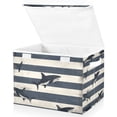 thumbnail image 1 of Yayeee Collapsible Cube Storage Bin with Lid Fabric Closet Decorative Basket with Handles, Dark Sharks, 1 of 7