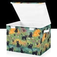 thumbnail image 1 of Yayeee Collapsible Cube Storage Bin with Lid Fabric Closet Decorative Basket with Handles, Floral Black Cats Pattern, 1 of 7
