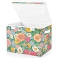 thumbnail image 1 of Yayeee Collapsible Storage Bin with Lid Fabric Closet Decorative Basket with Handles, Floral Pattern, 1 of 7