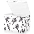thumbnail image 1 of Yayeee Collapsible Cube Storage Bin with Lid Fabric Closet Decorative Basket with Handles, Football Player Pattern, 1 of 7