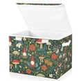 thumbnail image 1 of Yayeee Collapsible Storage Bin with Lid Fabric Closet Decorative Basket with Handles, Forest Mushroom Pattern, 1 of 7