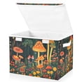 thumbnail image 1 of Yayeee Collapsible Cube Storage Bin with Lid Fabric Closet Decorative Basket with Handles, Forest Mushroom, 1 of 7