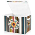 thumbnail image 1 of Yayeee Collapsible Storage Bin with Lid Fabric Closet Decorative Basket with Handles, Geometric Stripes, 1 of 7