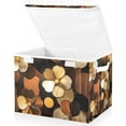 thumbnail image 1 of Yayeee Collapsible Cube Storage Bin with Lid Fabric Closet Decorative Basket with Handles, Gold Flower, 1 of 7