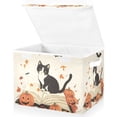 thumbnail image 1 of Yayeee Collapsible Cube Storage Bin with Lid Fabric Closet Decorative Basket with Handles, Gray Cartoon Halloween Cat, 1 of 7