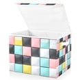thumbnail image 1 of Yayeee Collapsible Cube Storage Bin with Lid Fabric Closet Decorative Basket with Handles, Gray Checkered Pattern, 1 of 7