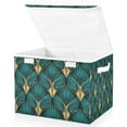 thumbnail image 1 of Yayeee Collapsible Cube Storage Bin with Lid Fabric Closet Decorative Basket with Handles, Green Abstract Pattern, 1 of 7