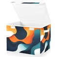 thumbnail image 1 of Yayeee Collapsible Cube Storage Bin with Lid Fabric Closet Decorative Basket with Handles, Green Abstract Wavy, 1 of 7