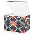 thumbnail image 1 of Yayeee Collapsible Storage Bin with Lid Fabric Closet Decorative Basket with Handles, Green Abstract, 1 of 7