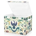 thumbnail image 1 of Yayeee Collapsible Cube Storage Bin with Lid Fabric Closet Decorative Basket with Handles, Green Animals Pattern, 1 of 7