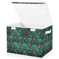 thumbnail image 1 of Yayeee Collapsible Cube Storage Bin with Lid Fabric Closet Decorative Basket with Handles, Green Art Abstract Pattern, 1 of 7