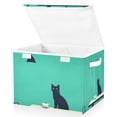 thumbnail image 1 of Yayeee Collapsible Cube Storage Bin with Lid Fabric Closet Decorative Basket with Handles, Green Cat, 1 of 7