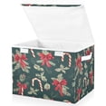 thumbnail image 1 of Yayeee Collapsible Cube Storage Bin with Lid Fabric Closet Decorative Basket with Handles, Green Christmas Candy Canes, 1 of 7