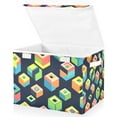 thumbnail image 1 of Yayeee Collapsible Cube Storage Bin with Lid Fabric Closet Decorative Basket with Handles, Green Cubes, 1 of 7