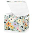 thumbnail image 1 of Yayeee Collapsible Storage Bin with Lid Fabric Closet Decorative Basket with Handles, Green Floral Pattern, 1 of 7