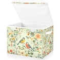 thumbnail image 1 of Yayeee Collapsible Cube Storage Bin with Lid Fabric Closet Decorative Basket with Handles, Green Floral Pattern, 1 of 7