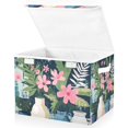 thumbnail image 1 of Yayeee Collapsible Storage Bin with Lid Fabric Closet Decorative Basket with Handles, Green Floral, 1 of 7
