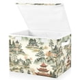 thumbnail image 1 of Yayeee Collapsible Cube Storage Bin with Lid Fabric Closet Decorative Basket with Handles, Green Mountain Pattern, 1 of 7