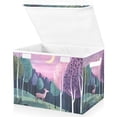 thumbnail image 1 of Yayeee Collapsible Cube Storage Bin with Lid Fabric Closet Decorative Basket with Handles, Green Night Deer, 1 of 7