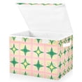 thumbnail image 1 of Yayeee Collapsible Cube Storage Bin with Lid Fabric Closet Decorative Basket with Handles, Green Symmetrical Stars, 1 of 7
