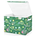 thumbnail image 1 of Yayeee Collapsible Storage Bin with Lid Fabric Closet Decorative Basket with Handles, Green Tennis Pattern, 1 of 7