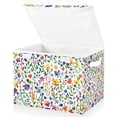thumbnail image 1 of Yayeee Collapsible Cube Storage Bin with Lid Fabric Closet Decorative Basket with Handles, Green Wildflower Pattern, 1 of 7