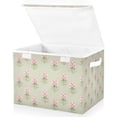 thumbnail image 1 of Yayeee Collapsible Cube Storage Bin with Lid Fabric Closet Decorative Basket with Handles, Green Wildflowers Pattern, 1 of 7