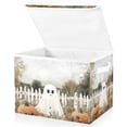 thumbnail image 1 of Yayeee Collapsible Cube Storage Bin with Lid Fabric Closet Decorative Basket with Handles, Halloween Pumpkin Field, 1 of 7