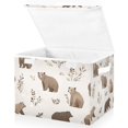thumbnail image 1 of Yayeee Collapsible Storage Bin with Lid Fabric Closet Decorative Basket with Handles, Light Gray Bears, 1 of 7
