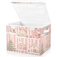 thumbnail image 1 of Yayeee Collapsible Cube Storage Bin with Lid Fabric Closet Decorative Basket with Handles, Light Green Christmas Houses, 1 of 7