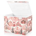 thumbnail image 1 of Yayeee Collapsible Cube Storage Bin with Lid Fabric Closet Decorative Basket with Handles, Light Pink Gingerbread Houses, 1 of 7