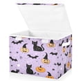 thumbnail image 1 of Yayeee Collapsible Cube Storage Bin with Lid Fabric Closet Decorative Basket with Handles, Light Purple Halloween Black Cat, 1 of 7