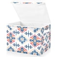 thumbnail image 1 of Yayeee Collapsible Cube Storage Bin with Lid Fabric Closet Decorative Basket with Handles, Navy Blossom Mosaic, 1 of 7