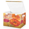 thumbnail image 1 of Yayeee Collapsible Cube Storage Bin with Lid Fabric Closet Decorative Basket with Handles, Orange Abstract Floral, 1 of 7
