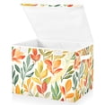 thumbnail image 1 of Yayeee Collapsible Cube Storage Bin with Lid Fabric Closet Decorative Basket with Handles, Orange Autumn Leaves, 1 of 7
