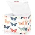 thumbnail image 1 of Yayeee Collapsible Cube Storage Bin with Lid Fabric Closet Decorative Basket with Handles, Orange Butterflies, 1 of 7