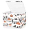 thumbnail image 1 of Yayeee Collapsible Storage Bin with Lid Fabric Closet Decorative Basket with Handles, Orange Cartoon Houses, 1 of 7