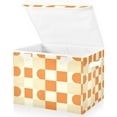 thumbnail image 1 of Yayeee Collapsible Cube Storage Bin with Lid Fabric Closet Decorative Basket with Handles, Orange Checkered Pattern, 1 of 7