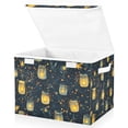 thumbnail image 1 of Yayeee Collapsible Storage Bin with Lid Fabric Closet Decorative Basket with Handles, Orange Fireflies Pattern, 1 of 7