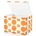 thumbnail image 1 of Yayeee Collapsible Cube Storage Bin with Lid Fabric Closet Decorative Basket with Handles, Orange Geometric Pattern, 1 of 7