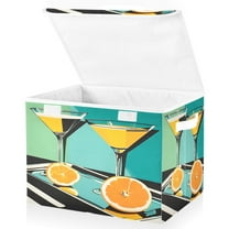 Yayeee Collapsible Cube Storage Bin with Lid Fabric Closet Decorative Basket with Handles, Orange Glasses