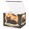 thumbnail image 1 of Yayeee Collapsible Cube Storage Bin with Lid Fabric Closet Decorative Basket with Handles, Orange Halloween Cat, 1 of 7