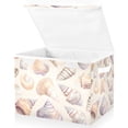 thumbnail image 1 of Yayeee Collapsible Cube Storage Bin with Lid Fabric Closet Decorative Basket with Handles, Orange Watercolor Seashells, 1 of 7