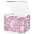 thumbnail image 1 of Yayeee Collapsible Cube Storage Bin with Lid Fabric Closet Decorative Basket with Handles, Pastel Pink Marble Pattern, 1 of 7