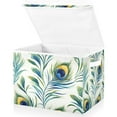 thumbnail image 1 of Yayeee Collapsible Cube Storage Bin with Lid Fabric Closet Decorative Basket with Handles, Peacock Feather, 1 of 7