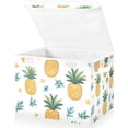 thumbnail image 1 of Yayeee Collapsible Cube Storage Bin with Lid Fabric Closet Decorative Basket with Handles, Pineapple, 1 of 7