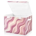 thumbnail image 1 of Yayeee Collapsible Cube Storage Bin with Lid Fabric Closet Decorative Basket with Handles, Pink Brown Pattern, 1 of 7