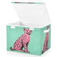 thumbnail image 1 of Yayeee Collapsible Cube Storage Bin with Lid Fabric Closet Decorative Basket with Handles, Pink Cheetah, 1 of 7