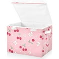 thumbnail image 1 of Yayeee Collapsible Cube Storage Bin with Lid Fabric Closet Decorative Basket with Handles, Pink Cute Cherry Pattern, 1 of 7